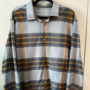 lululemon mason peak button down plaid shirt